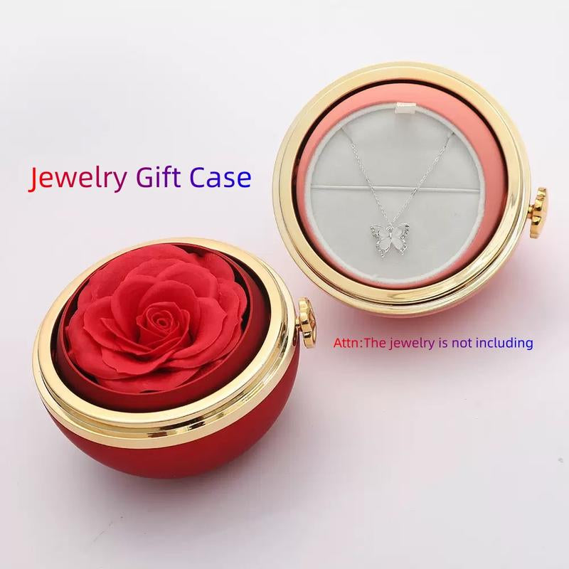 Oufer Valentine'S Day Luxury Rose Flower Jewelry Gift Case with Gold Trim and Clear Lid for Elegant Storage and Versatile Use