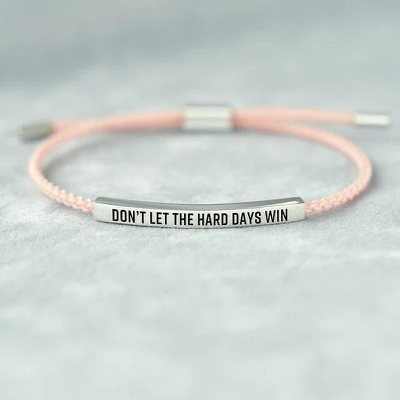 Don'T Let the Hard Days Win Inspire Bracelet - Stainless Steel & 18K Gold Plated Braided Design with Engraved Message - Adjustable up to 10"