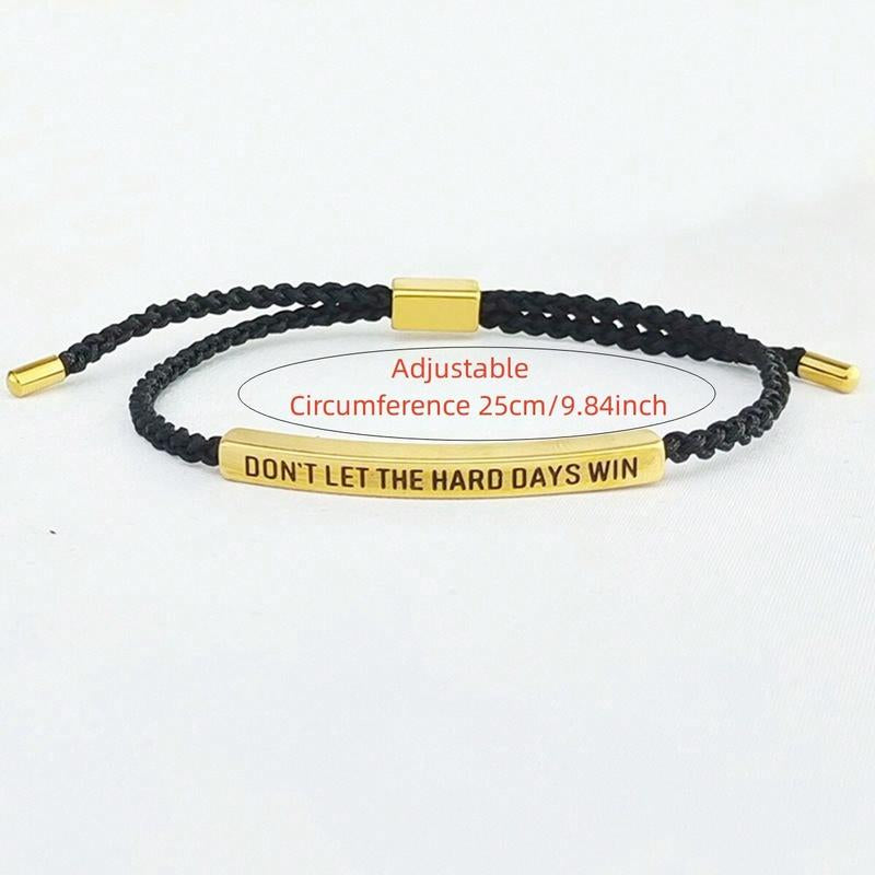 Don'T Let the Hard Days Win Inspire Bracelet - Stainless Steel & 18K Gold Plated Braided Design with Engraved Message - Adjustable up to 10"