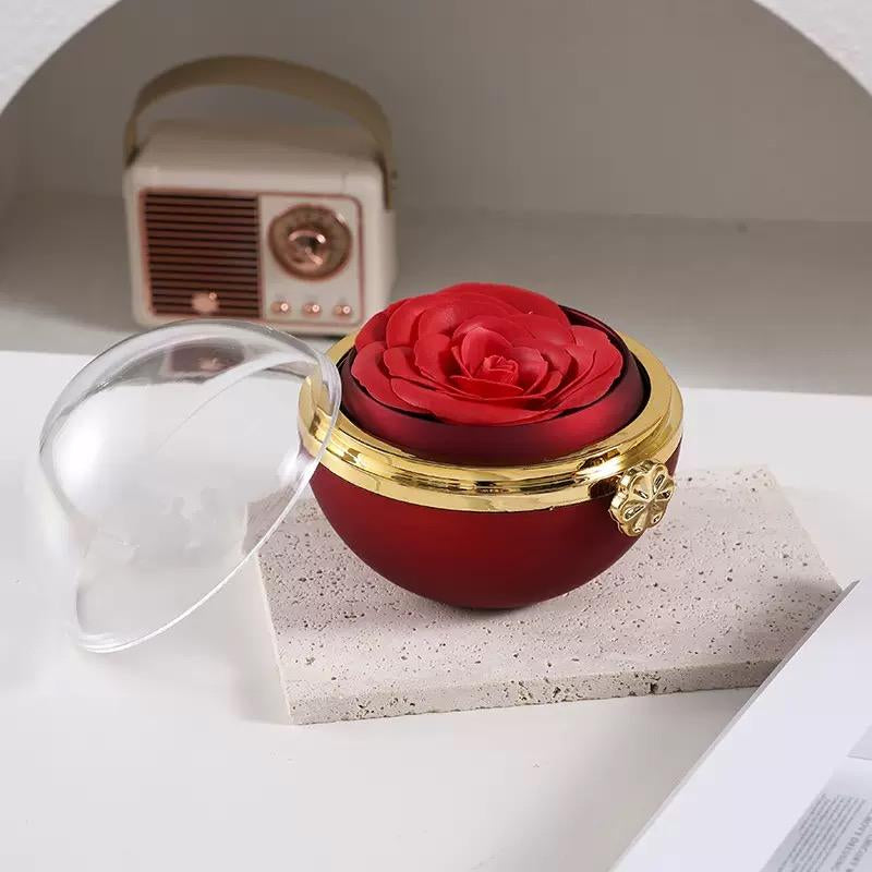 Oufer Valentine'S Day Luxury Rose Flower Jewelry Gift Case with Gold Trim and Clear Lid for Elegant Storage and Versatile Use