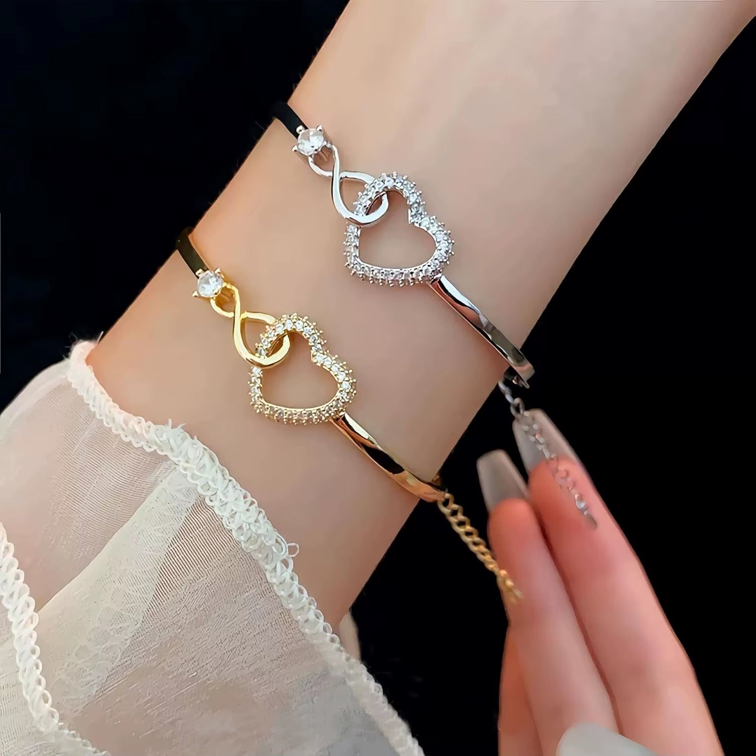 To My Daughter Forever Connected Bracelet, Infinity Forever Love Heart Bracelets from Mom Cubic Zirconia Inspirational Gift