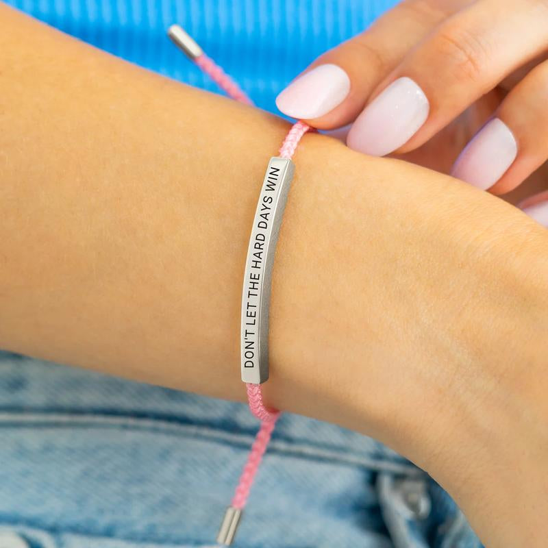 Don'T Let the Hard Days Win Inspire Bracelet - Stainless Steel & 18K Gold Plated Braided Design with Engraved Message - Adjustable up to 10"